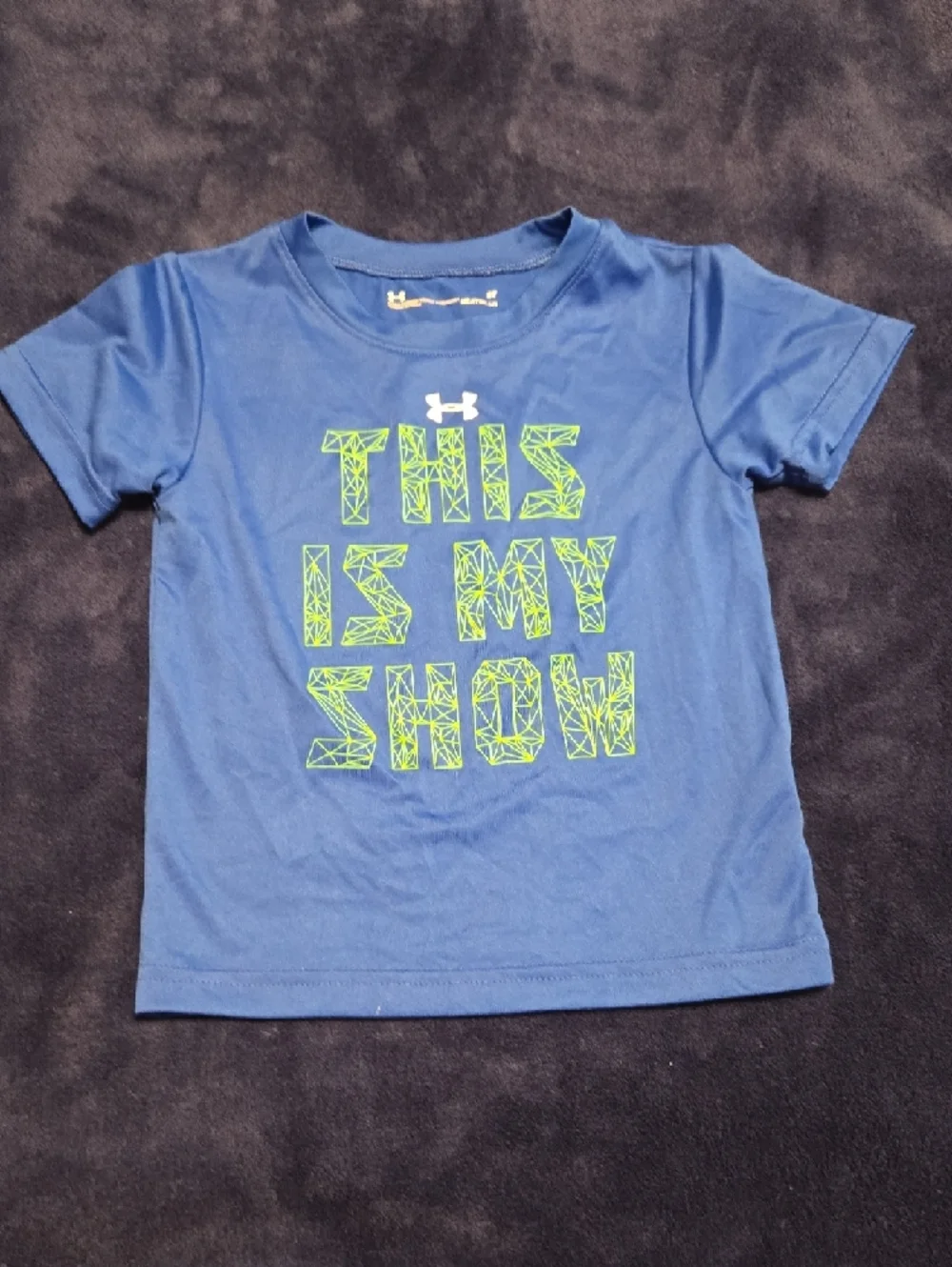 Under Armour Blue Tee with Neon Green 'This Is My Show' Graphic